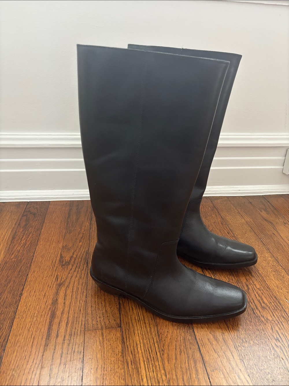 Madewell Black Smooth Leather Knee Boots